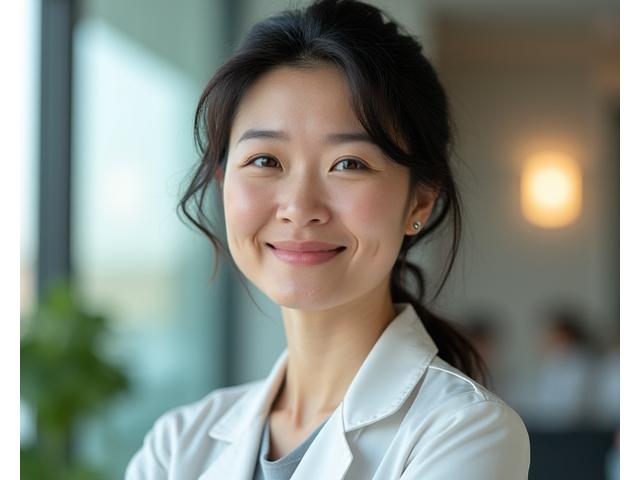 Portrait of Dr. Jennifer Chen, a smiling Asian woman in a professional yet approachable setting, suggesting expertise and warmth.