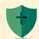 Abstract icon representing preventive health: a shield with a heart symbol, suggesting protection and care