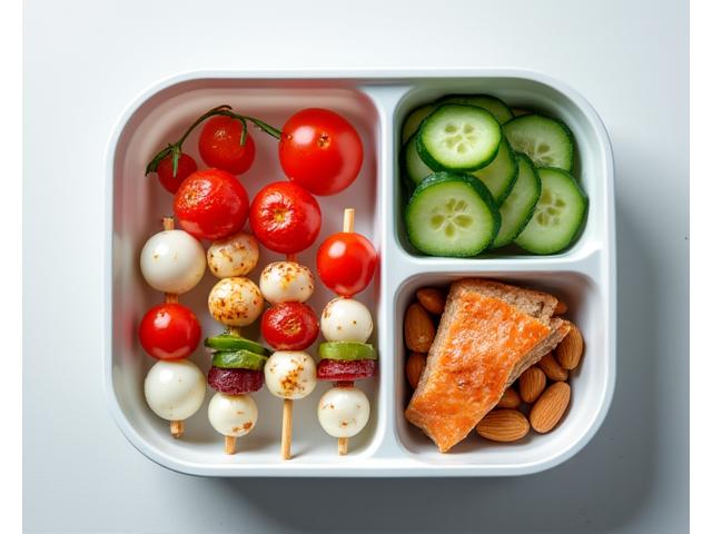 A neatly packed bento box lunch, ready for a busy day, symbolizing convenience for professionals.