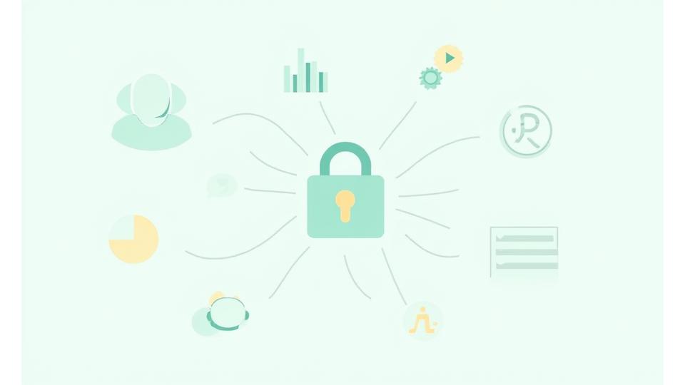 Visual representation of various data types flowing into a secure, stylized lock icon, symbolizing data collection by VitaSpire Living.