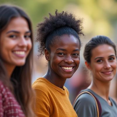 A vibrant and diverse group of adults of varying ages, gently smiling and interacting, symbolizing a supportive and inclusive online community. The background is softly blurred with colors from the VitaSpire Living palette, conveying warmth and connection.