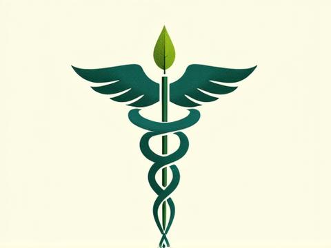 A minimalistic illustration of a medical caduceus symbol intertwined with a growing plant sprout, symbolizing the distinction between medical treatment and holistic wellness. The background uses subtle textures in VitaSpire Living's background light and primary light colors.